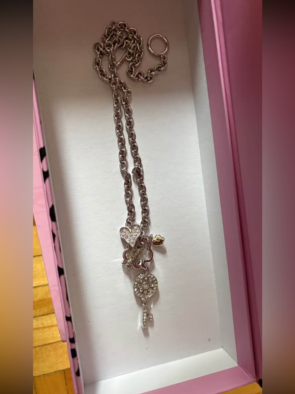 Juicy couture Silver Heart & Key Charm Necklace